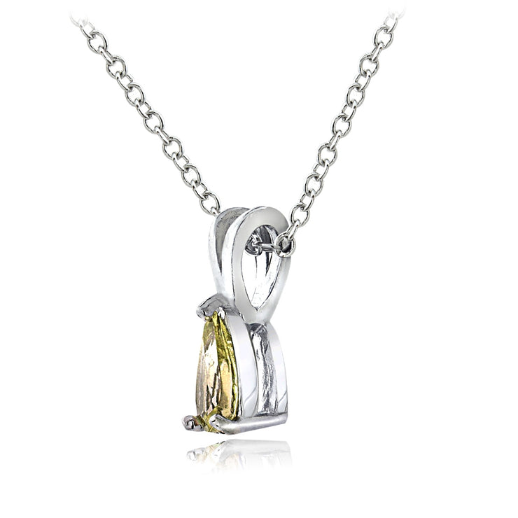 Sterling Silver Citrine 6x4mm Teardrop Solitaire Necklace
