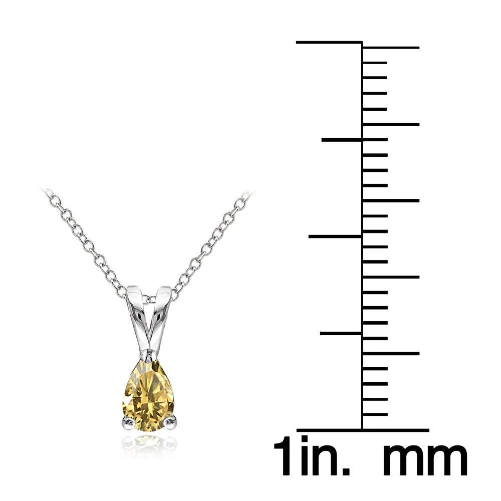 Sterling Silver Citrine 6x4mm Teardrop Solitaire Necklace-3