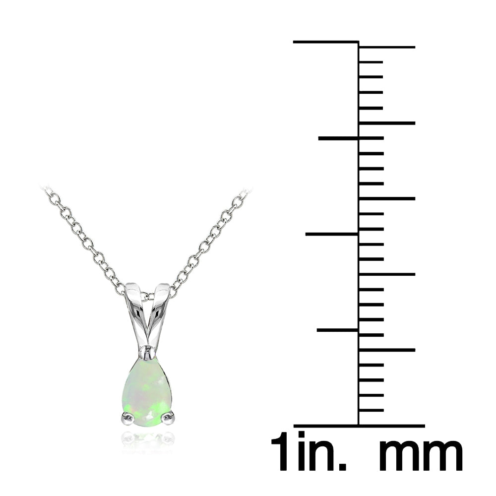 Sterling Silver Ethiopian Opal 6x4mm Teardrop Solitaire Necklace-3