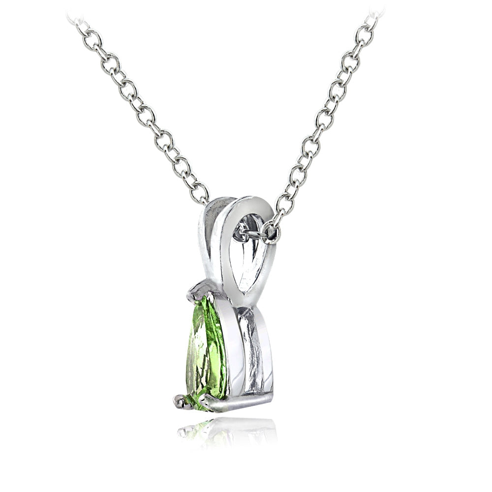 Sterling Silver Peridot 6x4mm Teardrop Solitaire Necklace-2