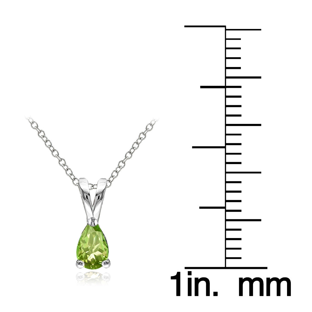 Sterling Silver Peridot 6x4mm Teardrop Solitaire Necklace-3