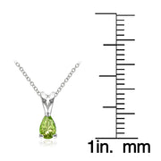 Sterling Silver Peridot 6x4mm Teardrop Solitaire Necklace