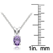 Sterling Silver Amethyst 6x4mm Oval Solitaire Necklace