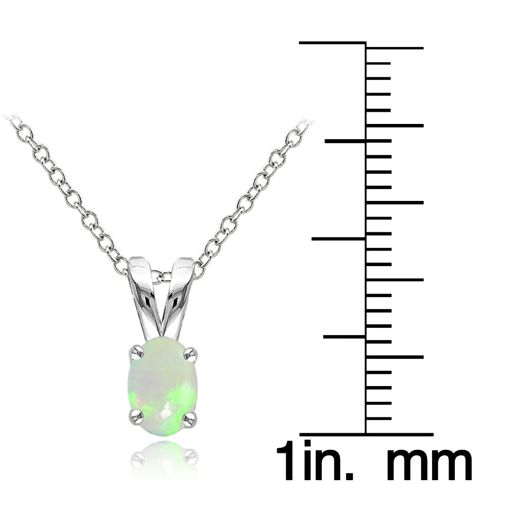 Sterling Silver Ethiopian Opal 6x4mm Oval Solitaire Necklace-3