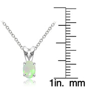 Sterling Silver Ethiopian Opal 6x4mm Oval Solitaire Necklace