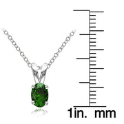Sterling Silver Simulated Emerald 6x4mm Oval Solitaire Necklace