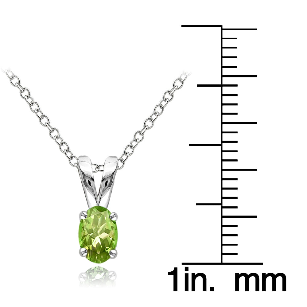 Sterling Silver Peridot 6x4mm Oval Solitaire Necklace-3