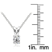 Sterling Silver Cubic Zirconia 6x4mm Oval Solitaire Necklace