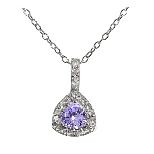 Sterling Silver Amethyst & White Topaz Trillion-Cut Necklace