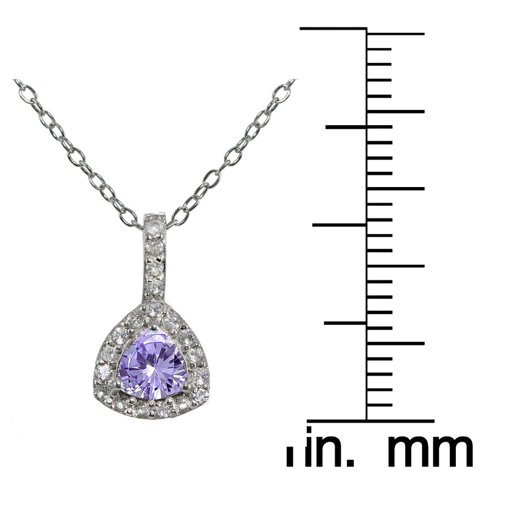 Sterling Silver Amethyst & White Topaz Trillion-Cut Necklace-3