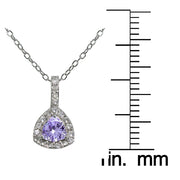 Sterling Silver Amethyst & White Topaz Trillion-Cut Necklace