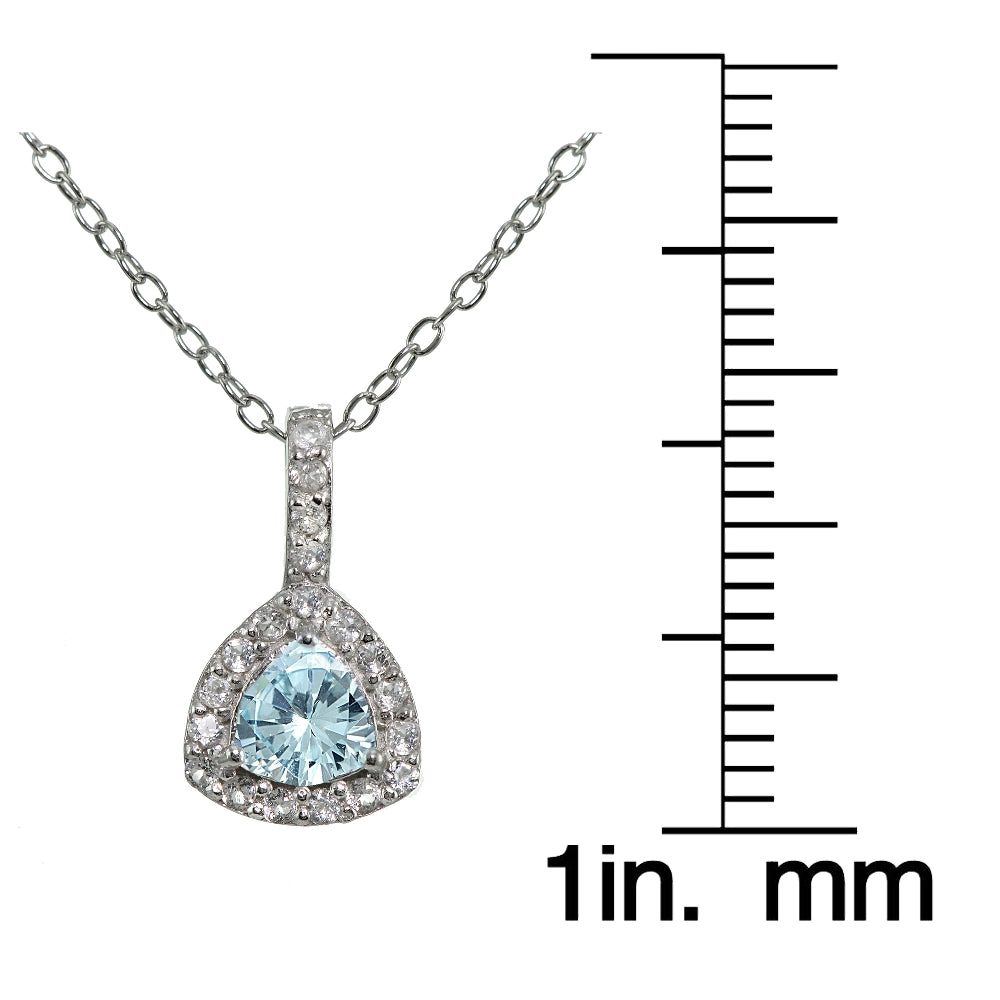 Sterling Silver Blue Topaz & White Topaz Trillion-Cut Necklace-3