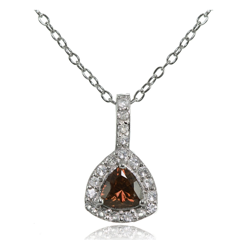 Sterling Silver Garnet & White Topaz Trillion-Cut Necklace