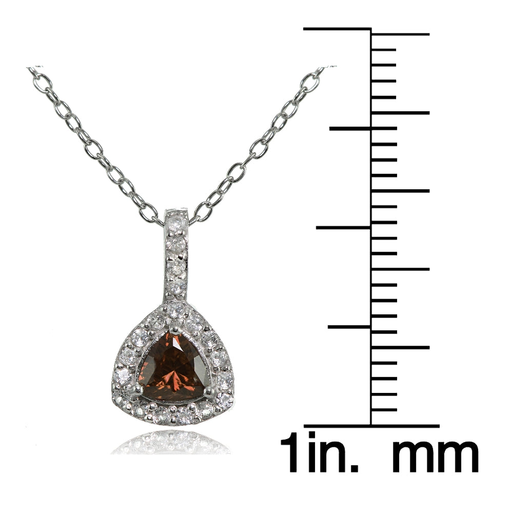 Sterling Silver Garnet & White Topaz Trillion-Cut Necklace-3