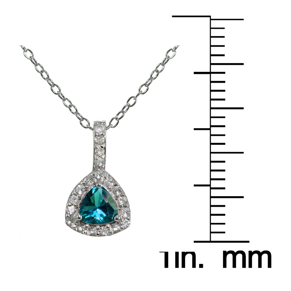 Sterling Silver London Blue Topaz & White Topaz Trillion-Cut Necklace-3