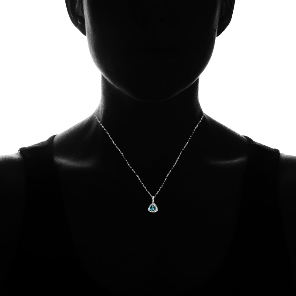 Sterling Silver London Blue Topaz & White Topaz Trillion-Cut Necklace-4