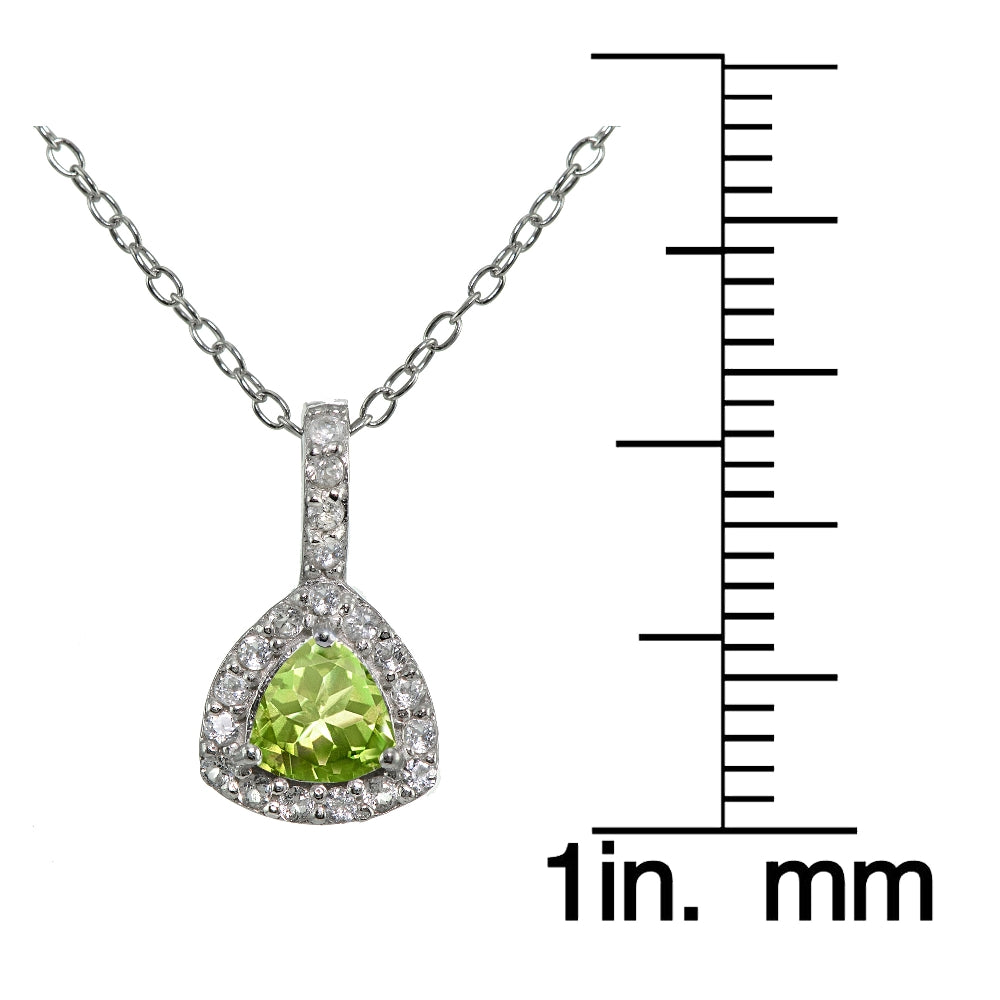 Sterling Silver Peridot & White Topaz Trillion-Cut Necklace-3