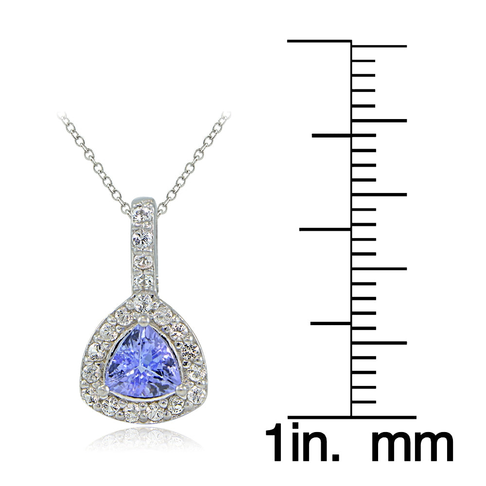 Sterling Silver Tanzanite & White Topaz Trillion-Cut Necklace-3