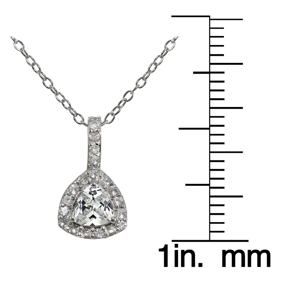 Sterling Silver Cubic Zirconia Trillion-Cut Necklace-3