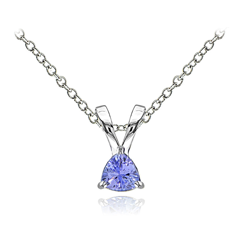 Sterling Silver Tanzanite Trillion-Cut Solitaire Necklace