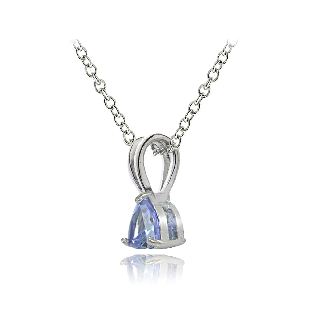 Sterling Silver Tanzanite Trillion-Cut Solitaire Necklace-2