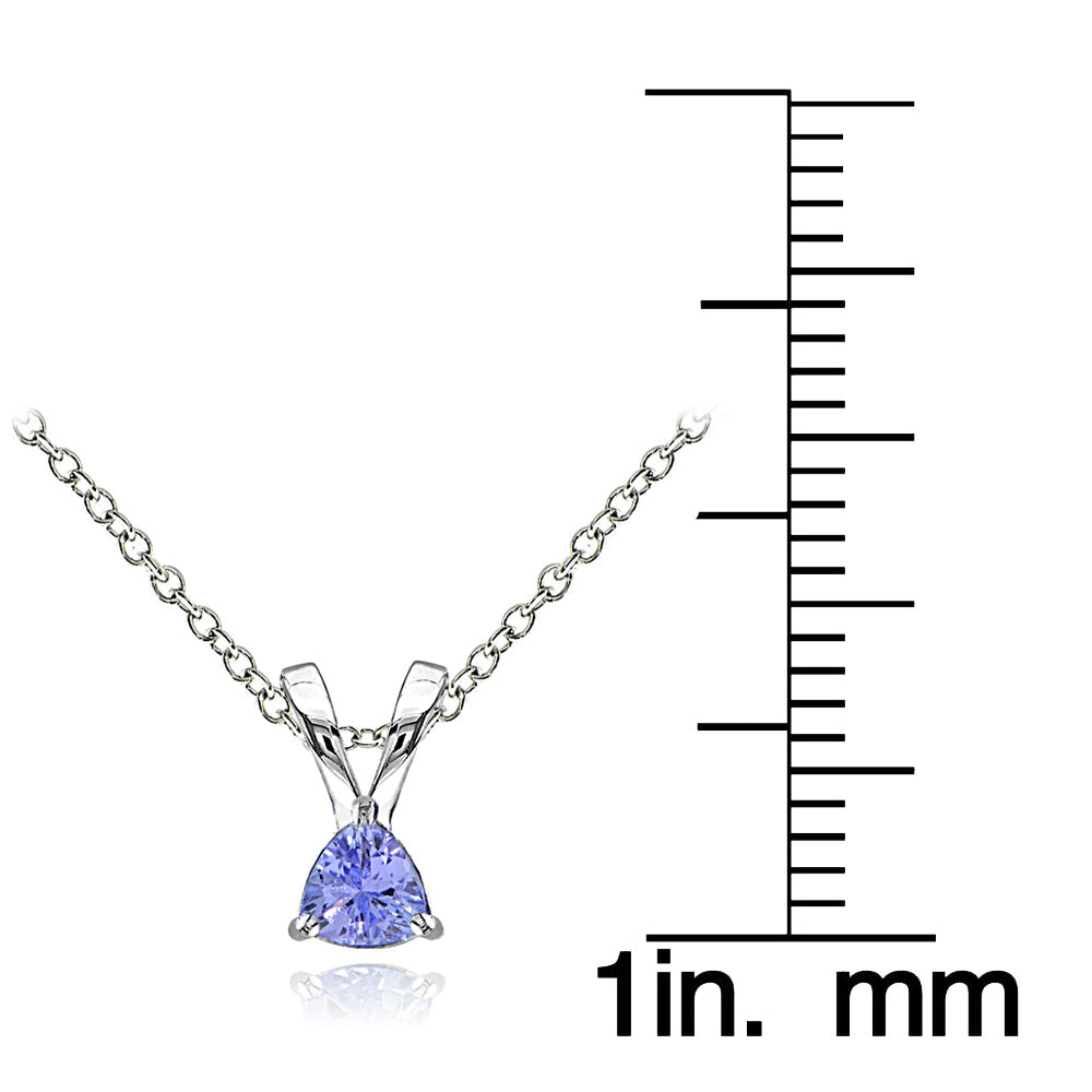 Sterling Silver Tanzanite Trillion-Cut Solitaire Necklace-3