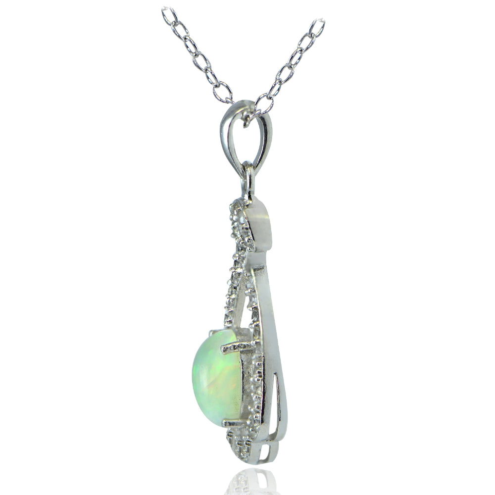 Sterling Silver Ethiopian Opal and White Topaz Infinity Necklace-2
