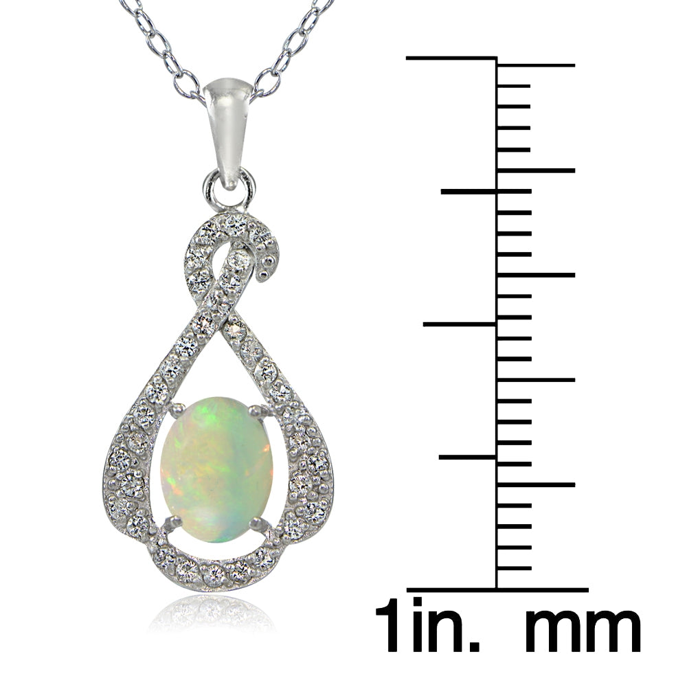 Sterling Silver Ethiopian Opal and White Topaz Infinity Necklace-3