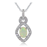 Sterling Silver Ethiopian Opal and White Topaz Drop Necklace