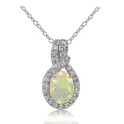 Sterling Silver Ethiopian Opal and White Topaz Knot Necklace