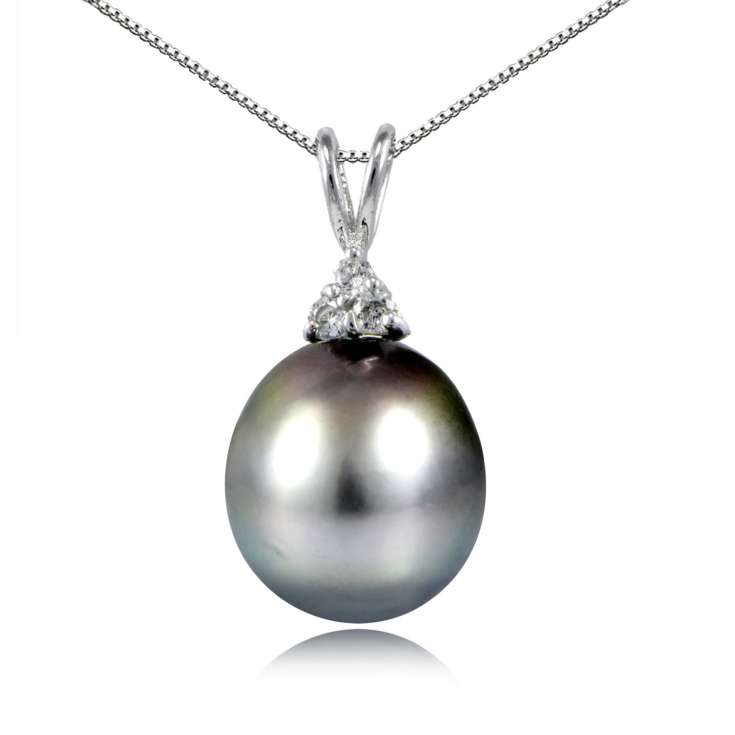 Haute Jewels Sterling Silver 11mm Tahitian Cultured Pearl & White Topaz Stud Necklace
