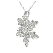 Sterling Silver 1/10 ct tdw Diamond Snowflake Necklace