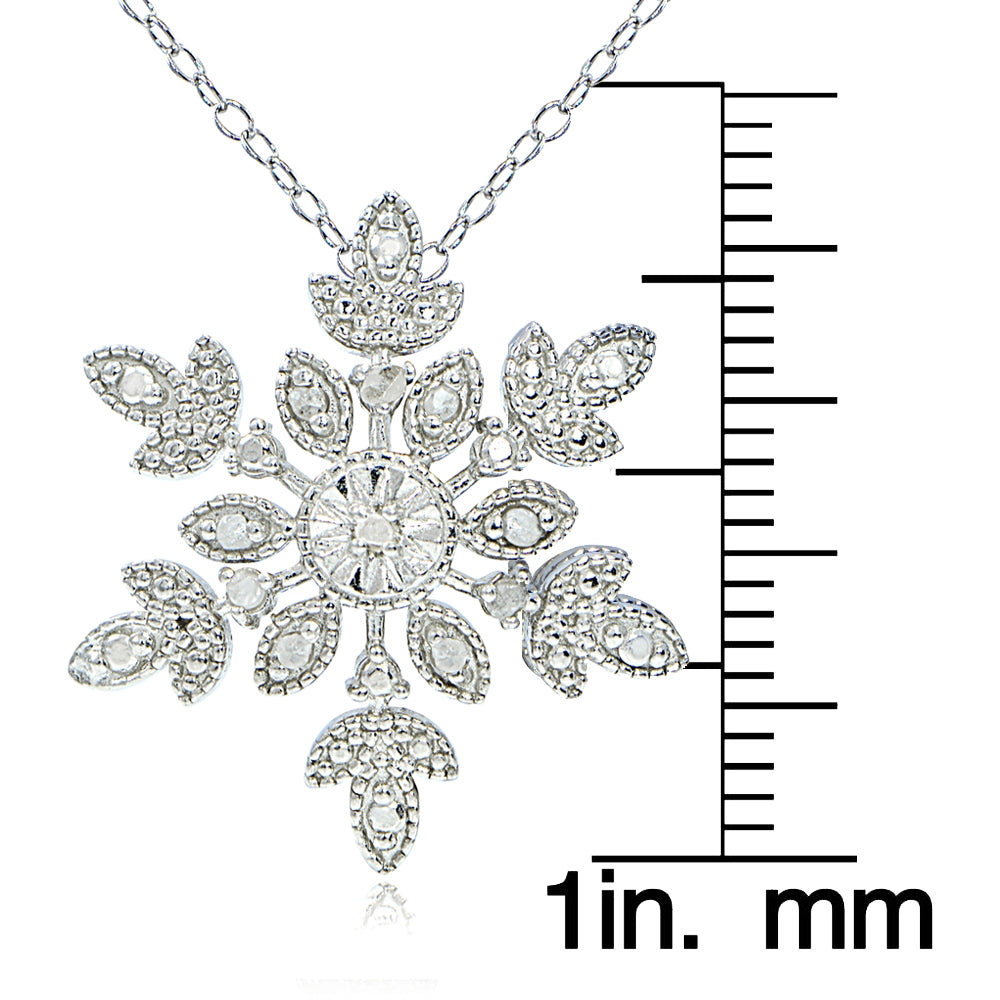 Sterling Silver 1/10 ct tdw Diamond Snowflake Necklace-3
