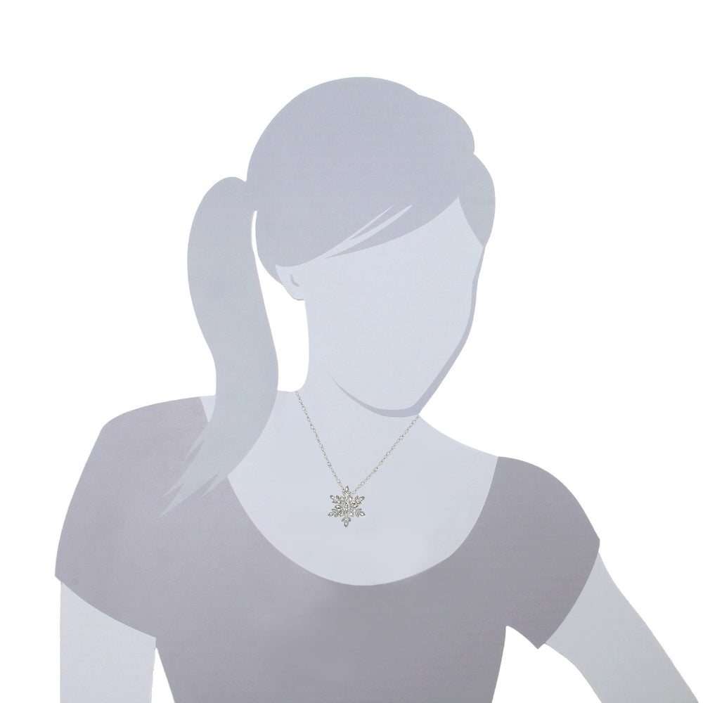 Sterling Silver 1/10 ct tdw Diamond Snowflake Necklace-4