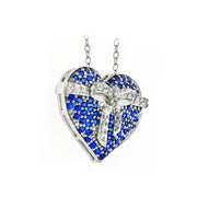 Sterling Silver Created Sapphire Heart Necklace