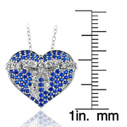 Sterling Silver Created Sapphire Heart Necklace