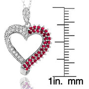 Sterling Silver Created Ruby Heart Necklace