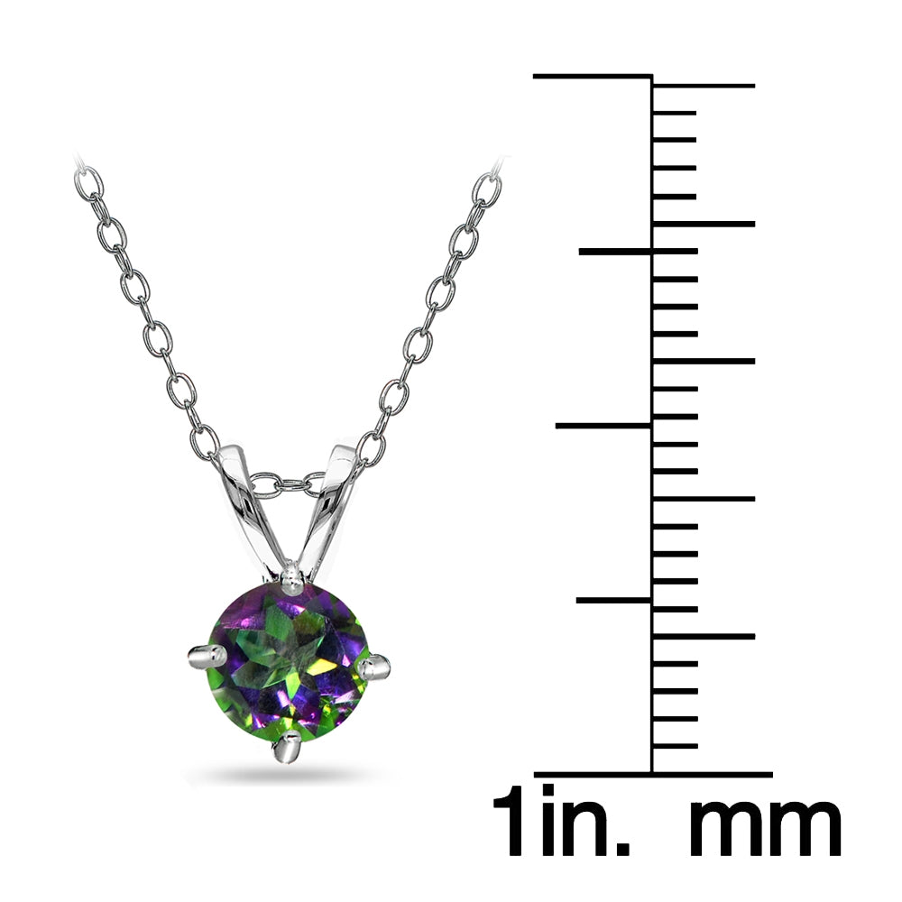 Sterling Silver Green Mystic Topaz Round Solitaire Necklace, 6mm-3