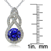 Platinum Plated Sterling Silver 100 Facets Blue Violet Cubic Zirconia Infinity Drop Necklace