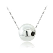 Sterling Silver 10mm Polished Ball Bead Necklace