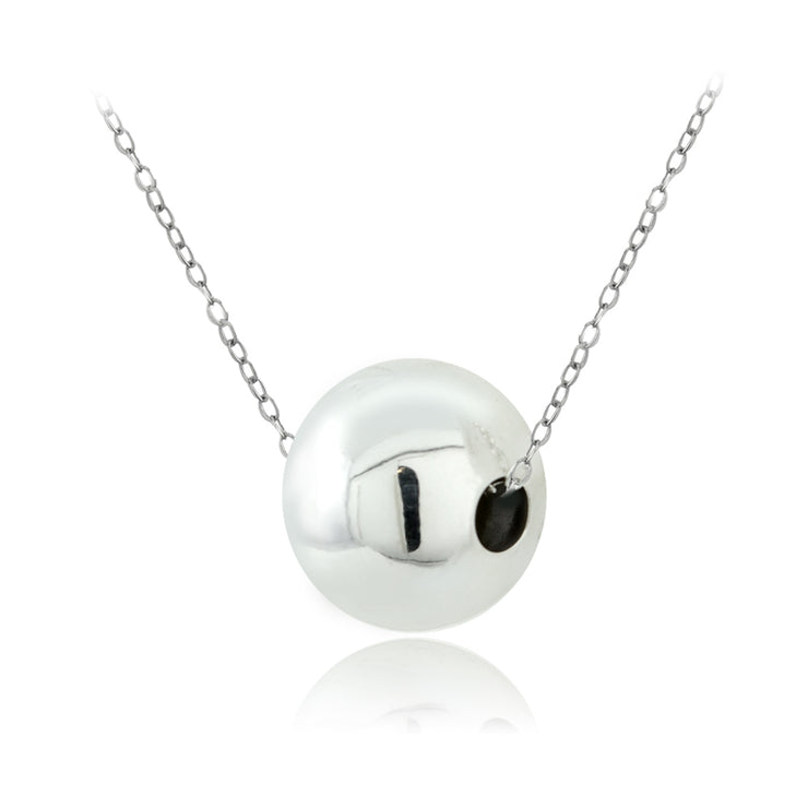Sterling Silver 10mm Polished Ball Bead Necklace