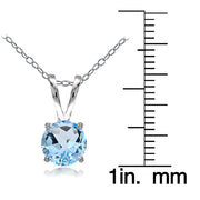 Sterling Silver Blue Topaz 7mm Round Solitaire Necklace
