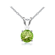 Sterling Silver Peridot 7mm Round Solitaire Necklace