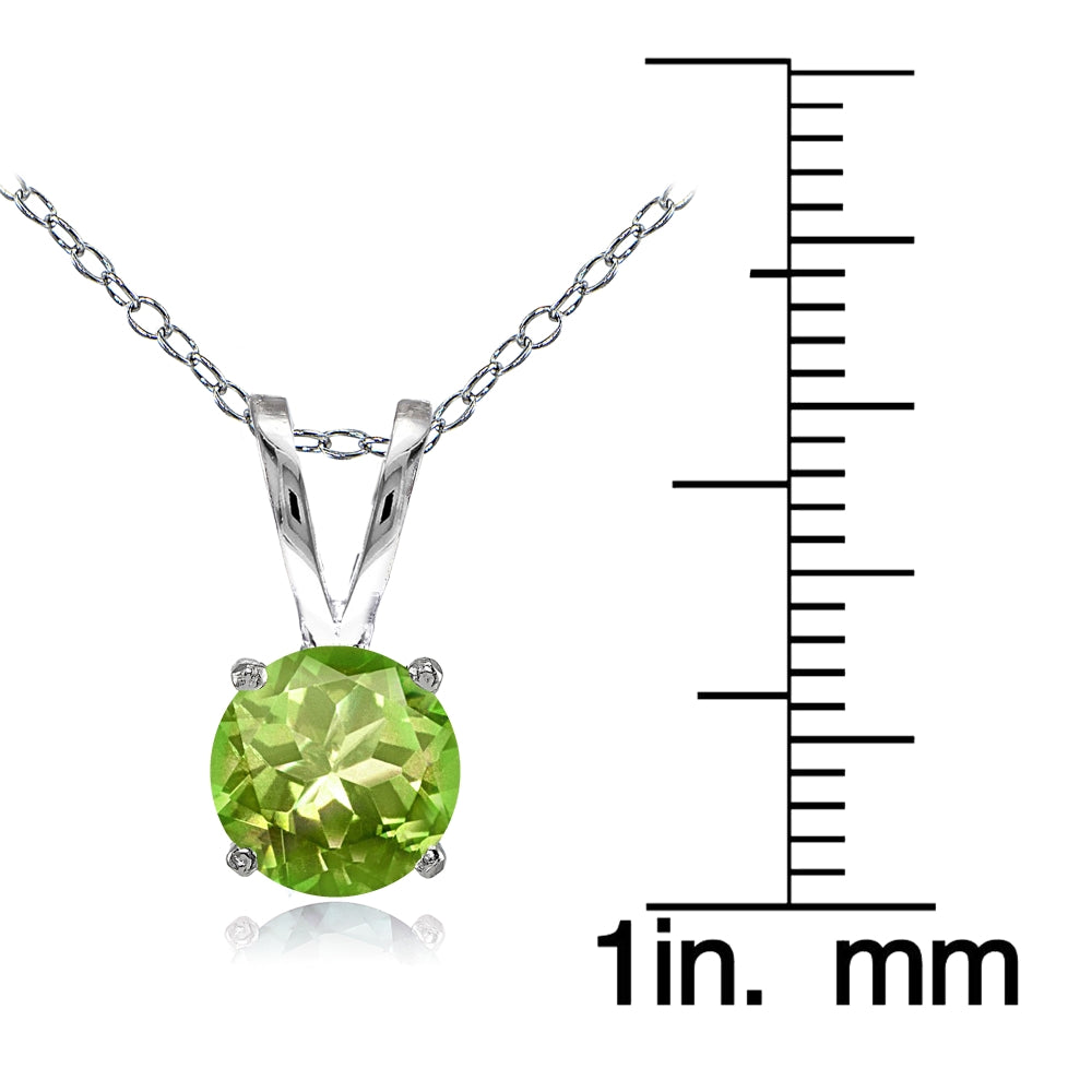 Sterling Silver Peridot 7mm Round Solitaire Necklace-3