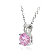 Sterling Silver 2ct Light Pink Cubic Zirconia 8mm Round Solitaire Necklace