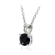 Sterling Silver 2.75ct Black Cubic Zirconia 9mm Round Solitaire Necklace