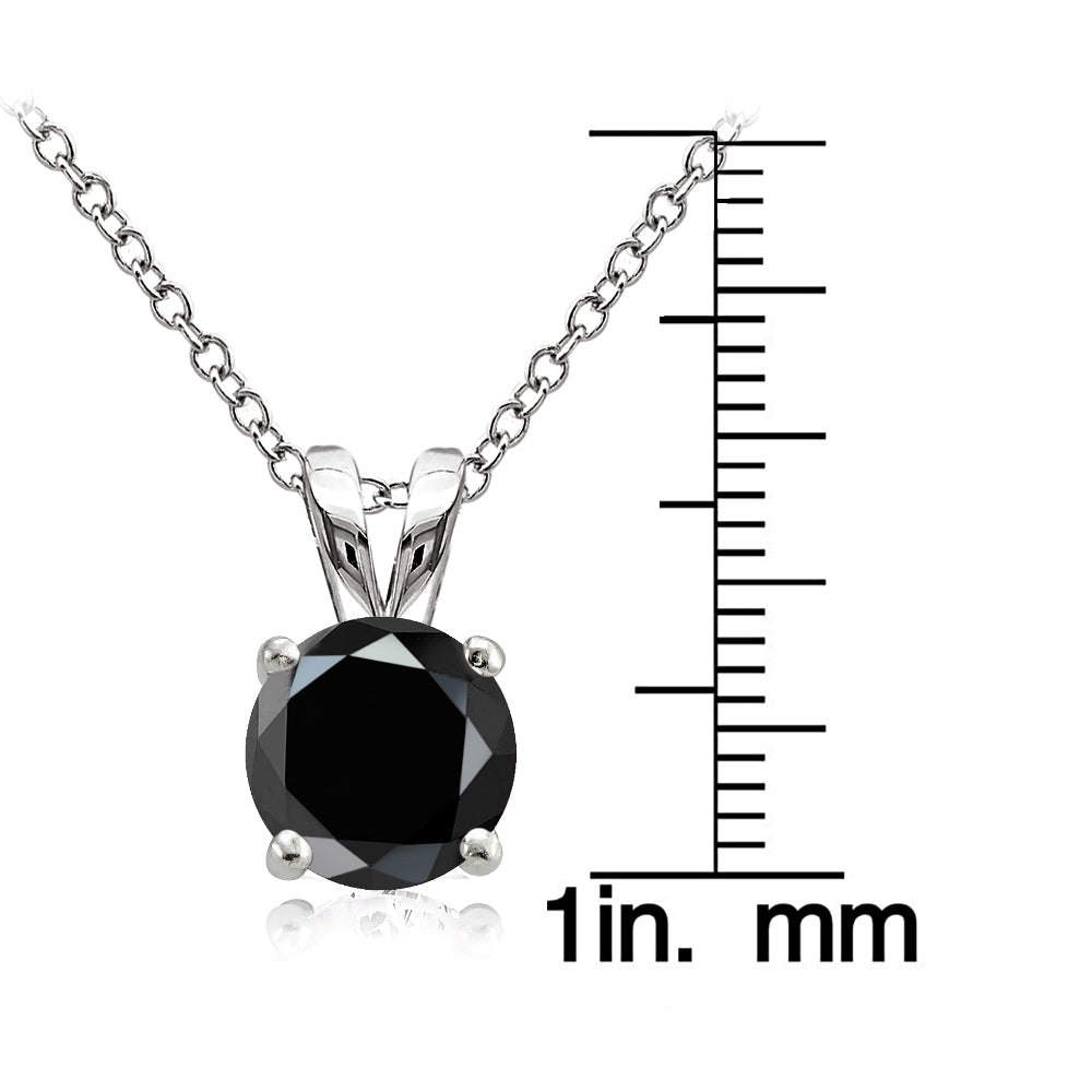 Sterling Silver 2.75ct Black Cubic Zirconia 9mm Round Solitaire Necklace-3