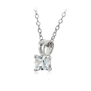 Sterling Silver 3/4ct Cubic Zirconia 5mm Square Solitaire Necklace