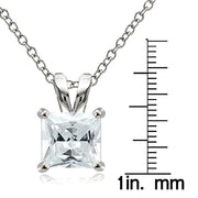 Sterling Silver 5.5ct Cubic Zirconia 10mm Square Solitaire Necklace