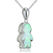 Sterling Silver Created White Opal Boy Necklace